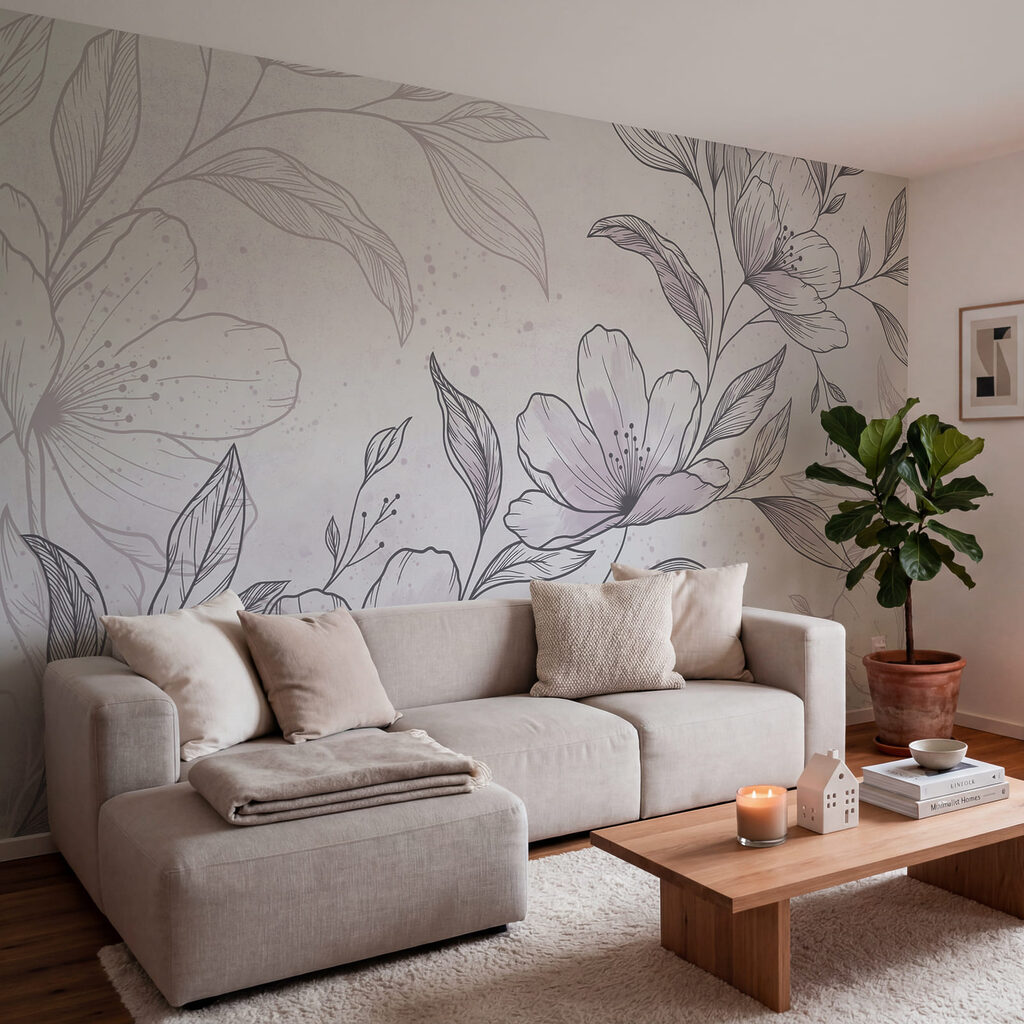 Tekening van bloemen en bladeren