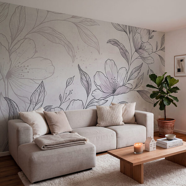 Tekening van bloemen en bladeren