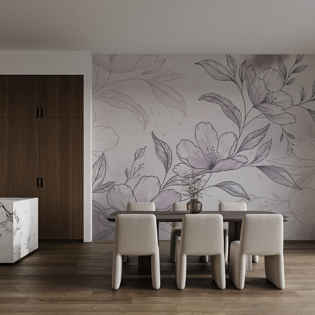 Tekening van bloemen en bladeren