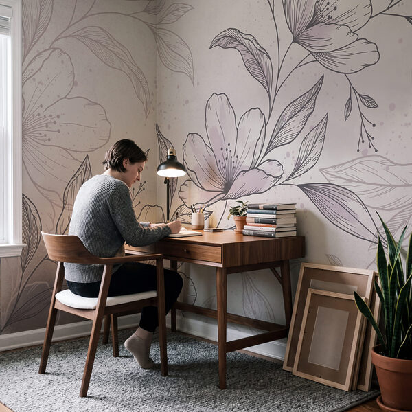 Tekening van bloemen en bladeren