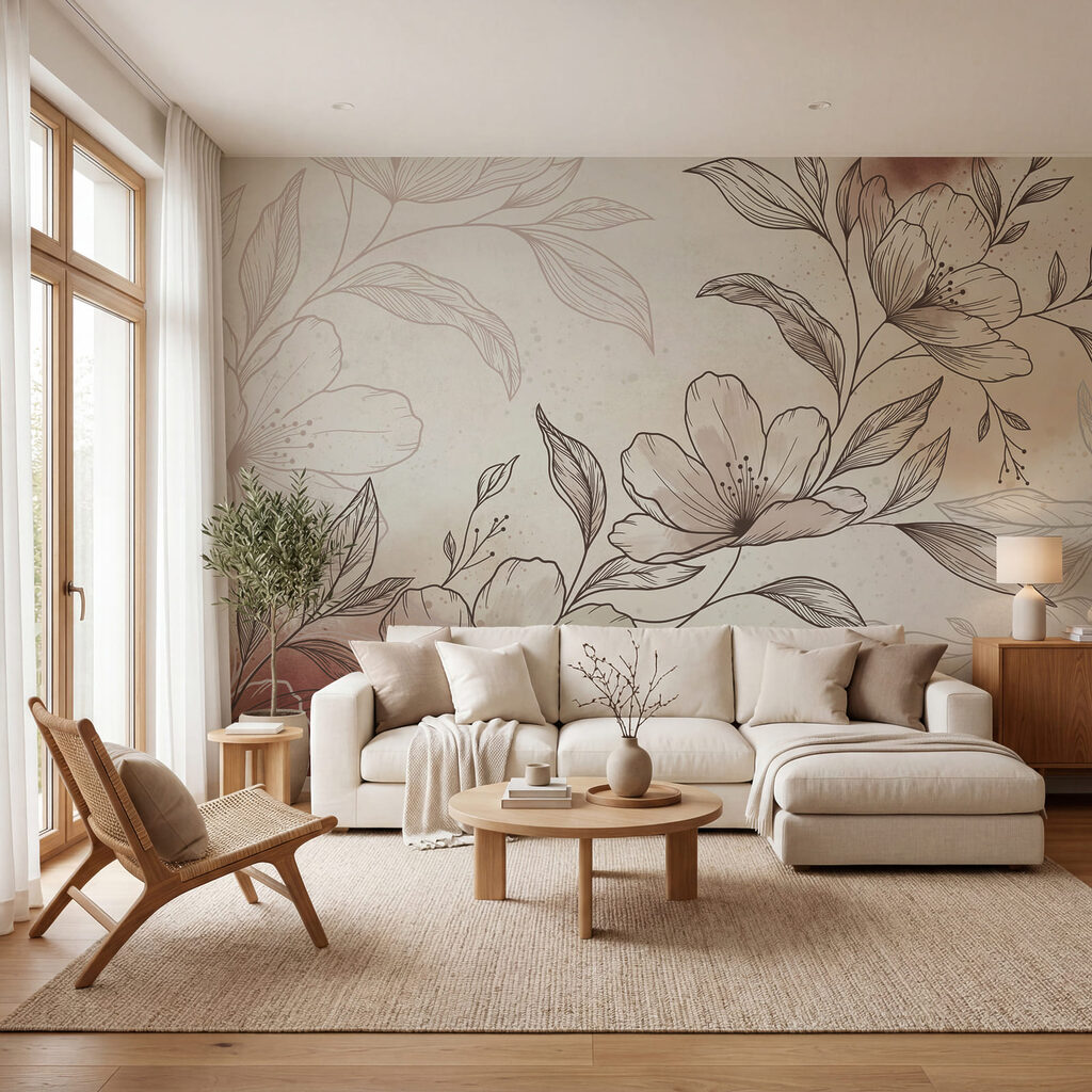 Tekening van bloemen en bladeren