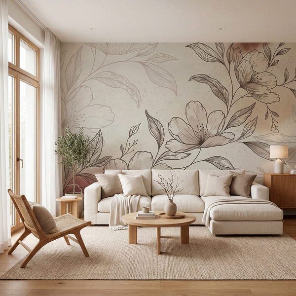 Tekening van bloemen en bladeren