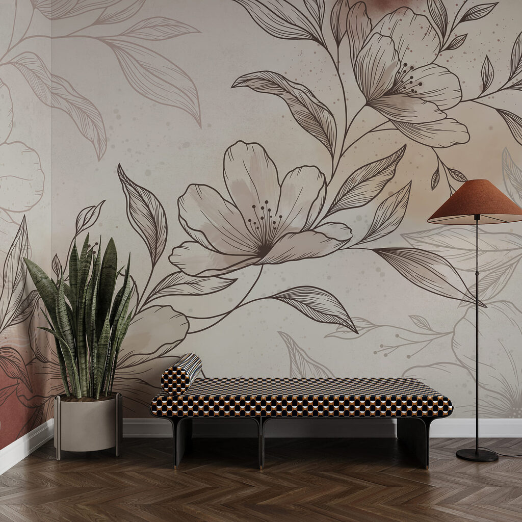 Tekening van bloemen en bladeren