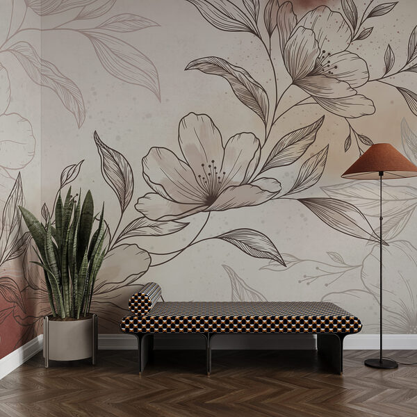 Tekening van bloemen en bladeren