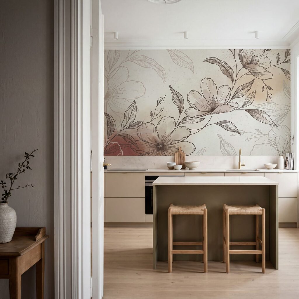 Tekening van bloemen en bladeren