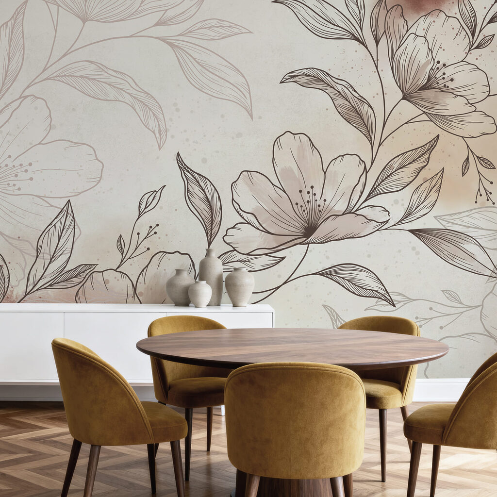 Tekening van bloemen en bladeren