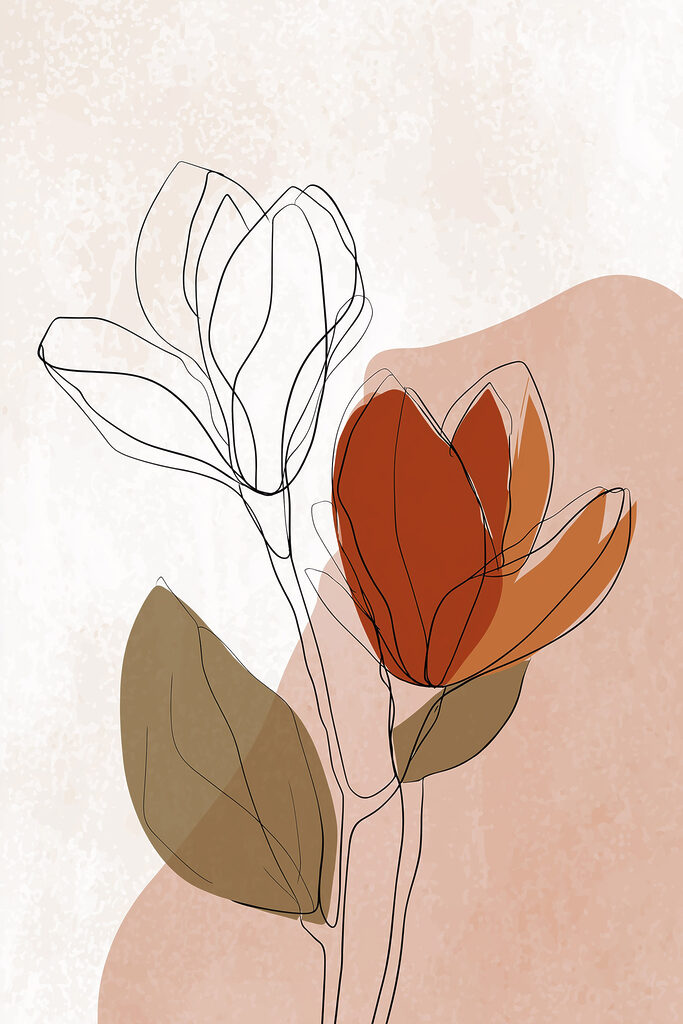 Drawing of flowers with leaves
