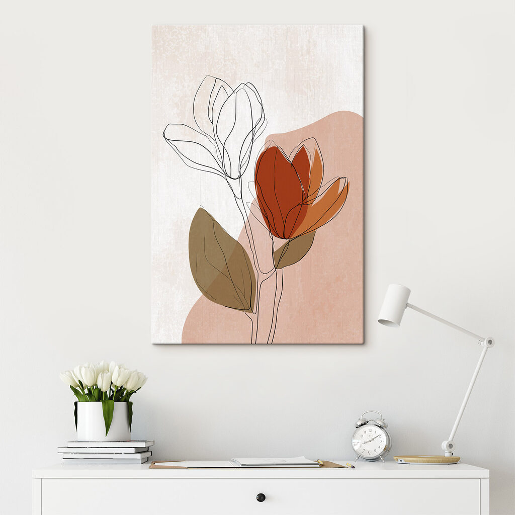 Drawing of flowers with leaves