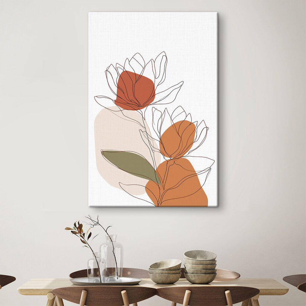 Drawing of flowers with orange circles Drawing of flowers with orange circles