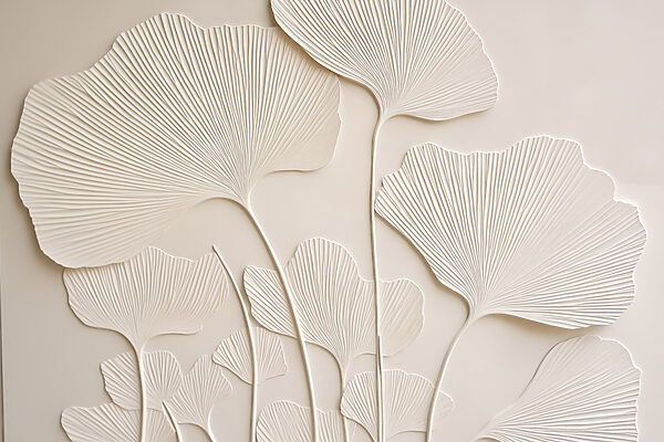 White wall with leaves