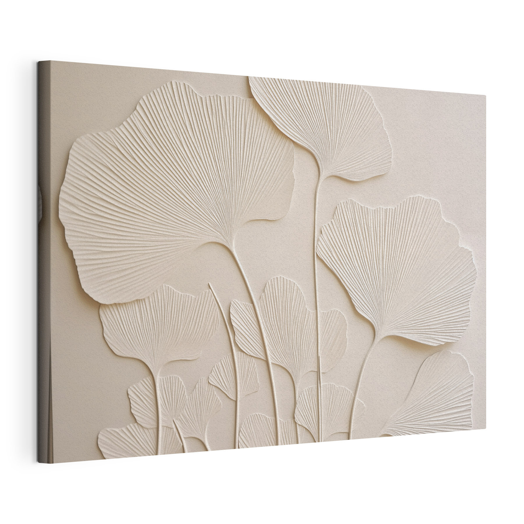 White wall with leaves