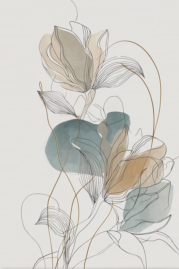 Ethereal floral line art design