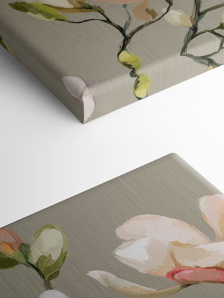 Painting of flowers on a grey background
