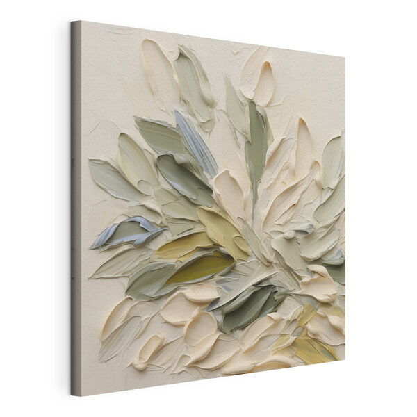 Painting of leaves on a white surface