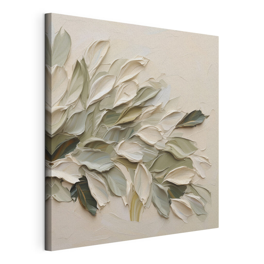 Painting of leaves on a white surface Painting of leaves on a white surface