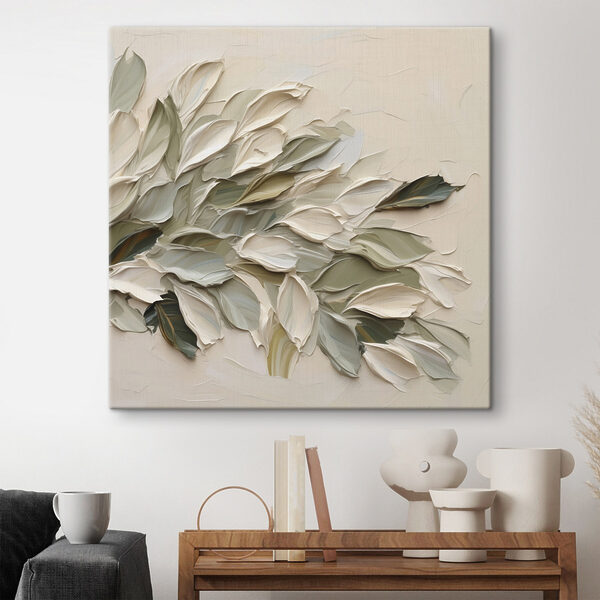 Painting of leaves on a white surface Painting of leaves on a white surface