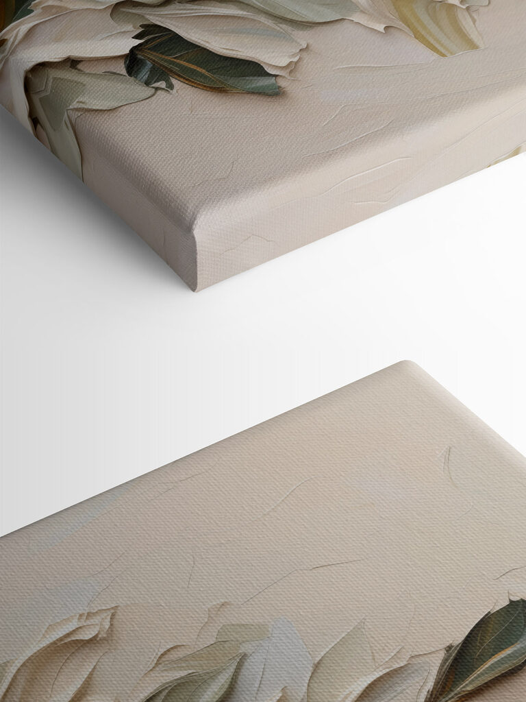 Painting of leaves on a white surface Painting of leaves on a white surface
