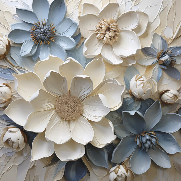 Group of white and blue flowers