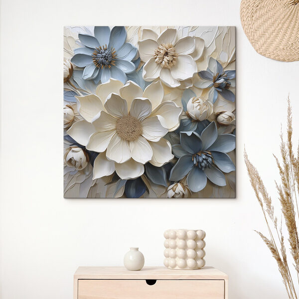 Group of white and blue flowers