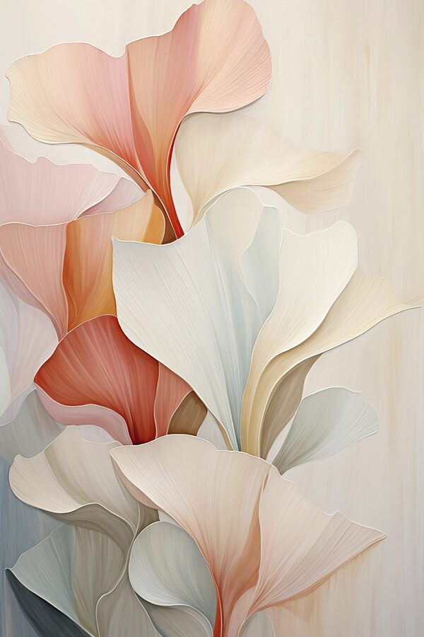 Delicate pastel leaves in soft hues