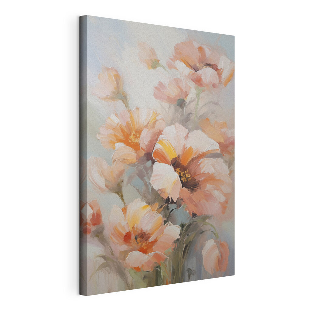Painting of flowers on a white surface