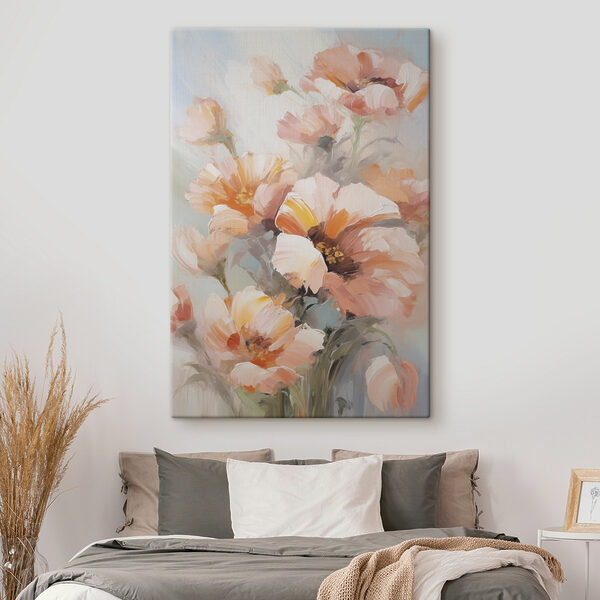 Painting of flowers on a white surface