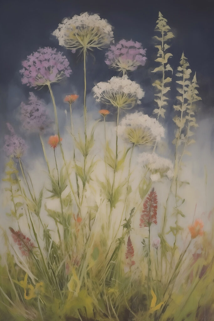 Painting of flowers and plants