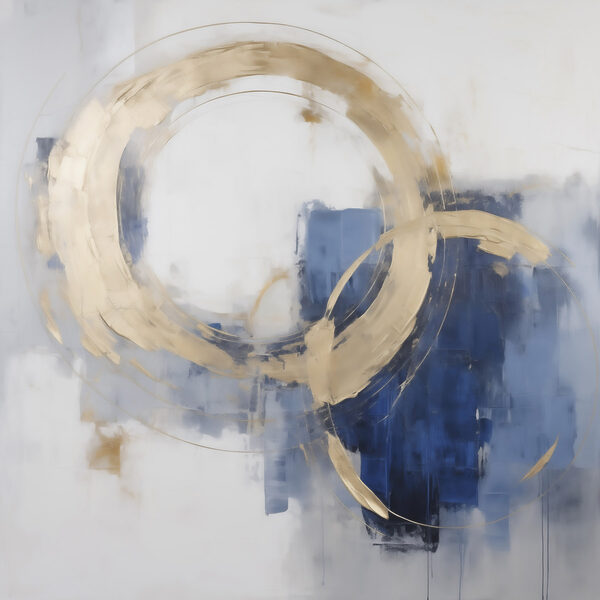 Painting of circles and blue and white