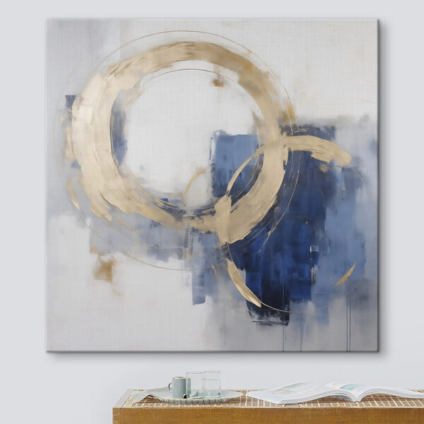 Painting of circles and blue and white