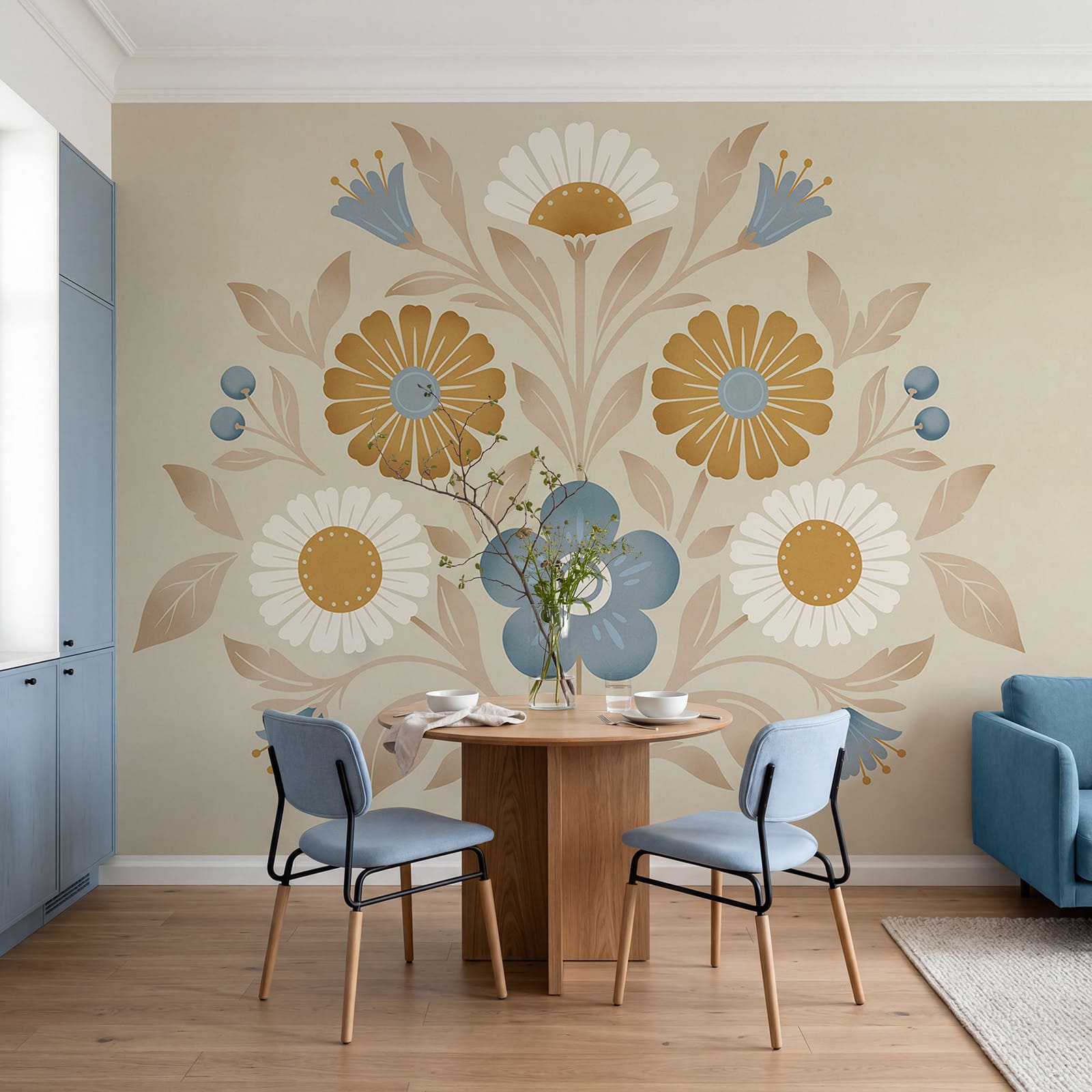 Bloemmotief op een muur