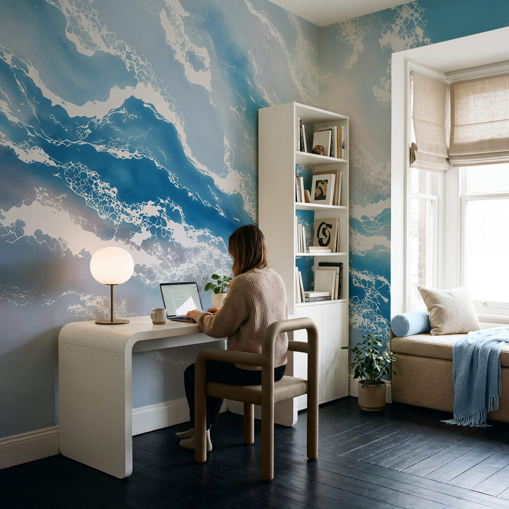 Een blauw-witte lucht met witte wolken Een blauw-witte lucht met witte wolken