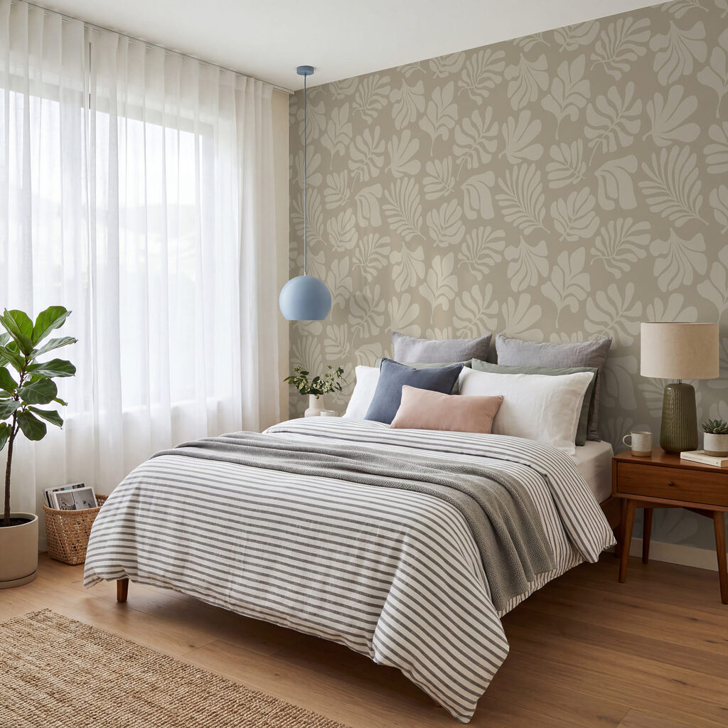 Bladmotief op een beige achtergrond Bladmotief op een beige achtergrond