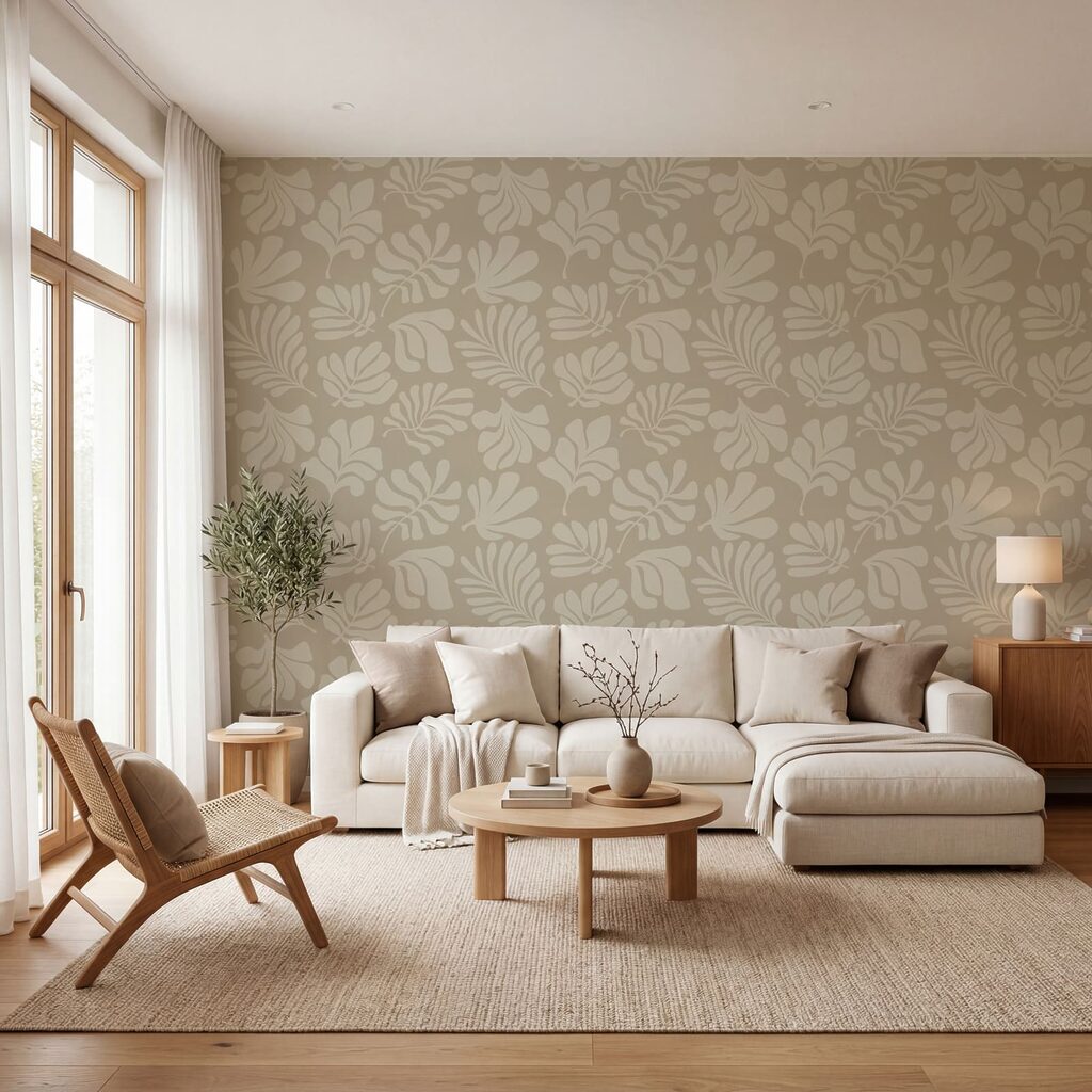 Bladmotief op een beige achtergrond Bladmotief op een beige achtergrond