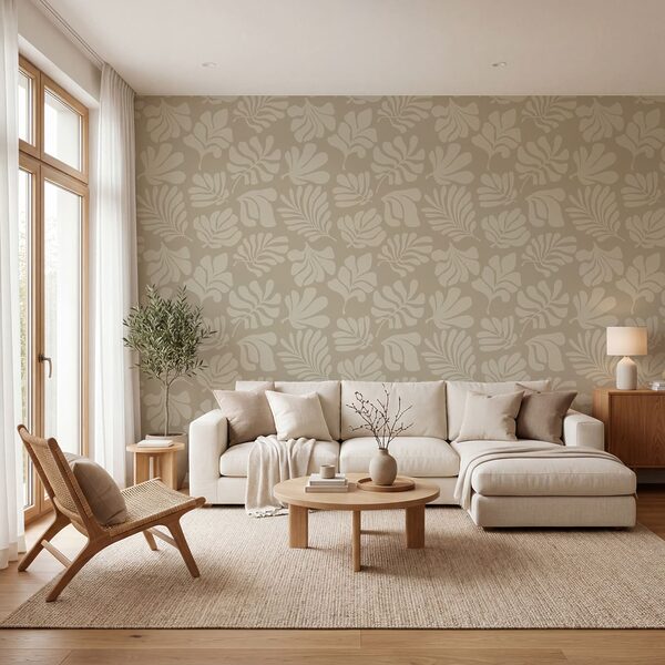 Bladmotief op een beige achtergrond Bladmotief op een beige achtergrond