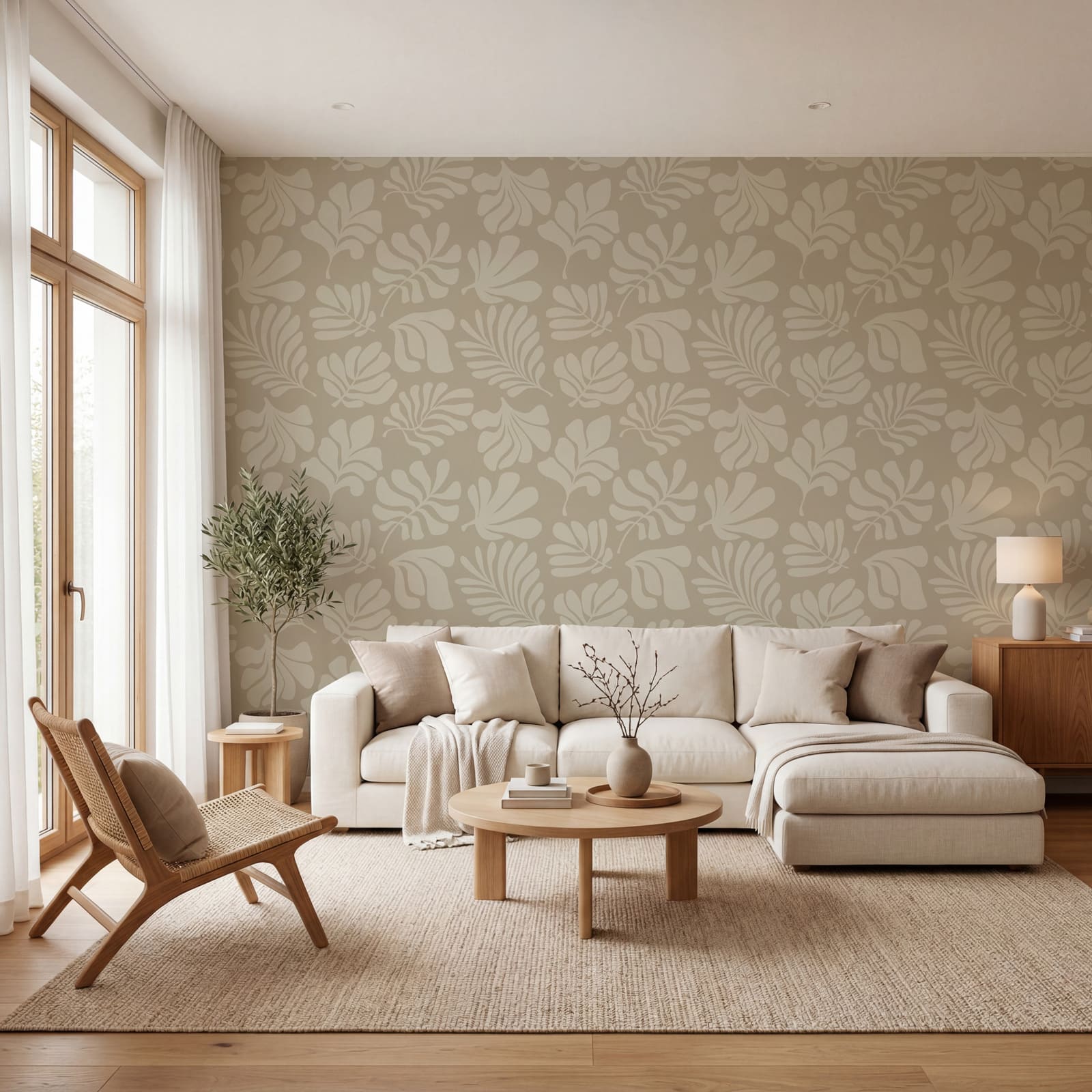 Bladmotief op een beige achtergrond Bladmotief op een beige achtergrond