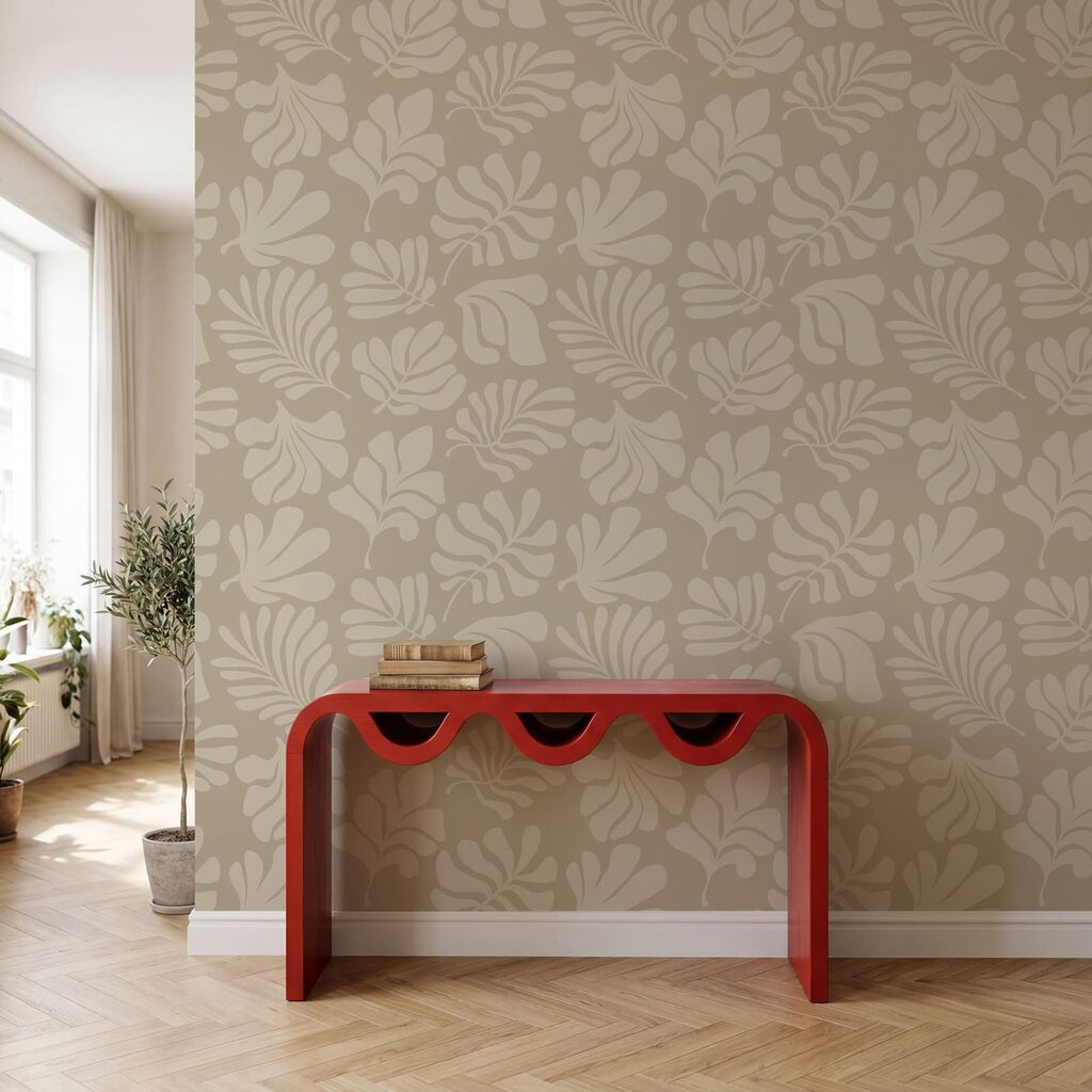 Bladmotief op een beige achtergrond Bladmotief op een beige achtergrond