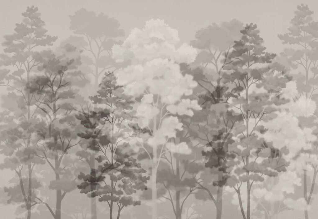 Group of trees in a foggy environment
