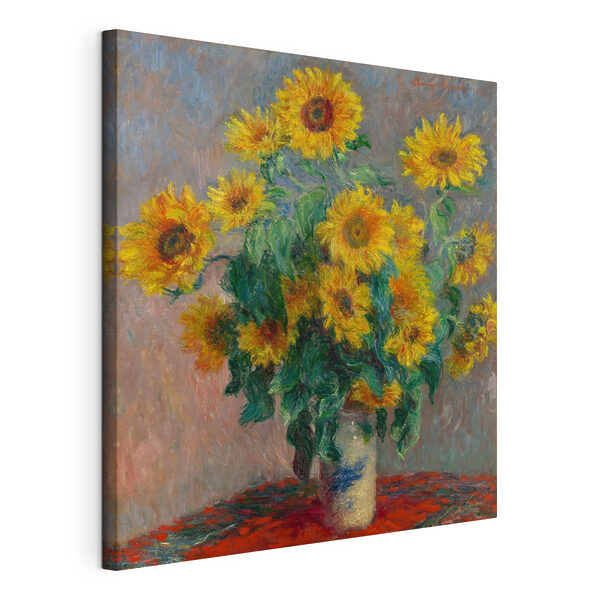 Schilderij van zonnebloemen in een vaas Canvas Schilderijen Schilderij van zonnebloemen in een vaas