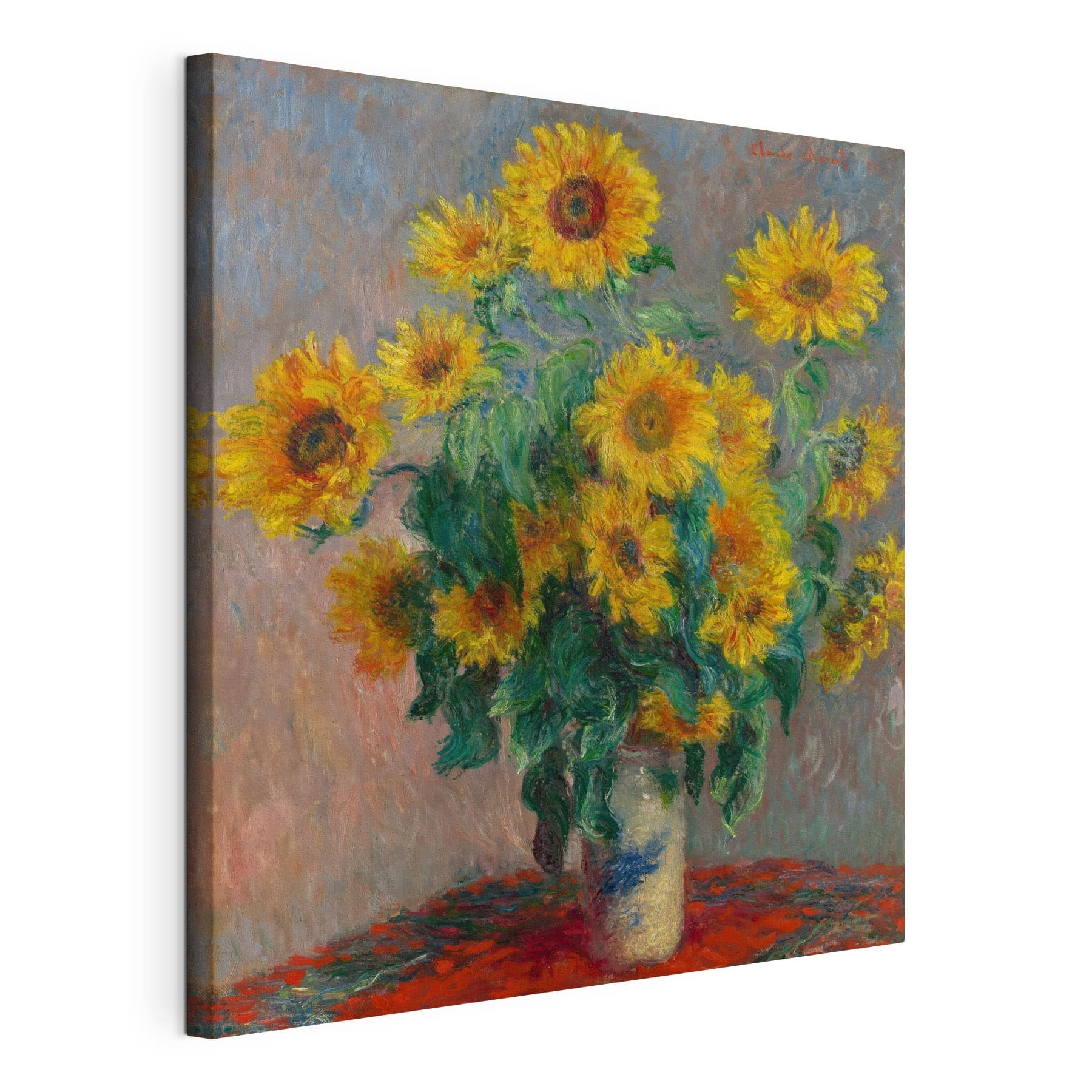 Painting of sunflowers in a vase