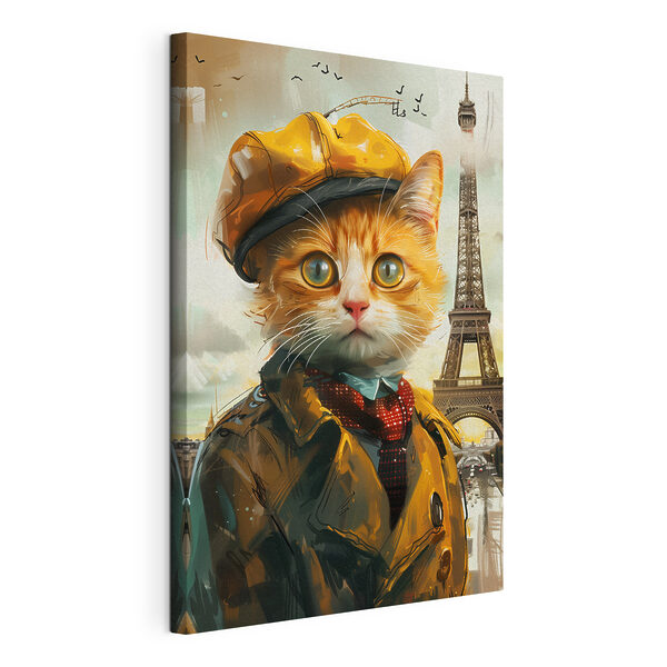 Canvas Schilderijen Canvas Schilderijen Een kat in een jas en hoed (Artikelnummer: s37456)
