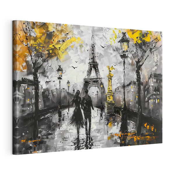 Paar wandelt in Parijse kunst Canvas Schilderijen Paar wandelt in Parijse kunst