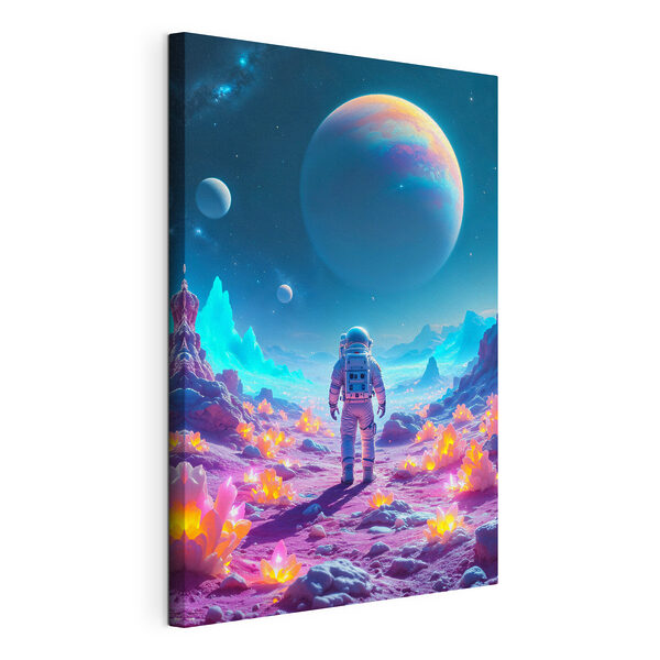 Astronaut loopt in een woestijn Canvas Schilderijen Astronaut loopt in een woestijn