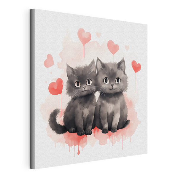 Canvas Schilderijen Twee katten naast elkaar