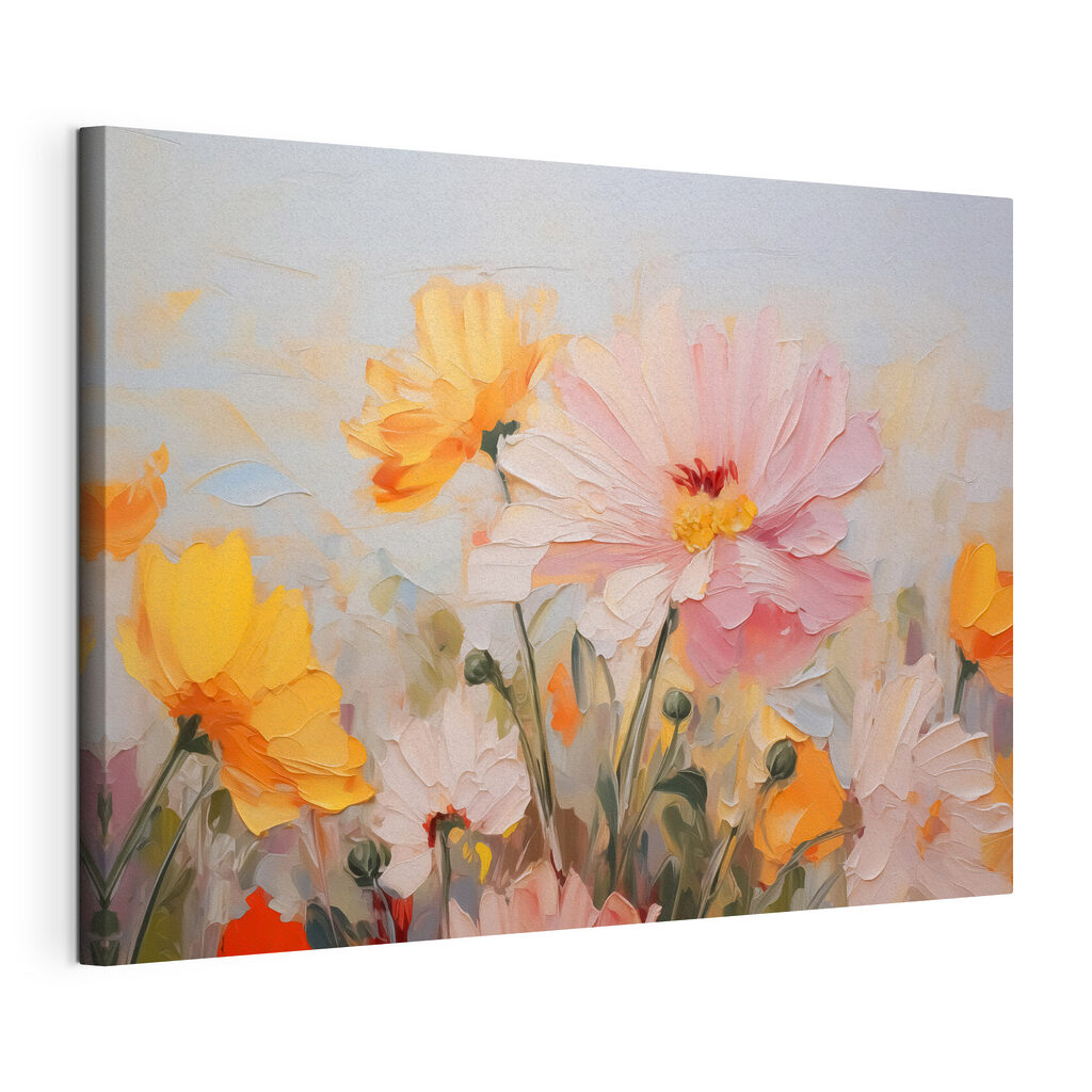 Painting of flowers on a blue background Painting of flowers on a blue background