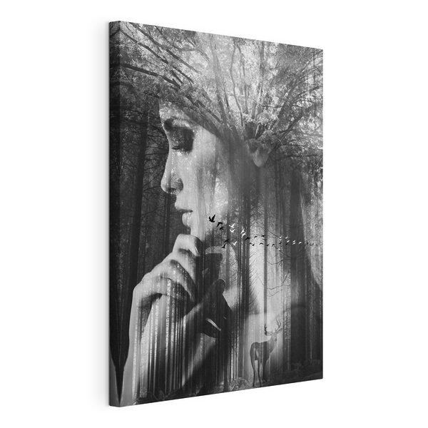 Een vrouw met haar hand op haar kin Canvas Schilderijen Een vrouw met haar hand op haar kin