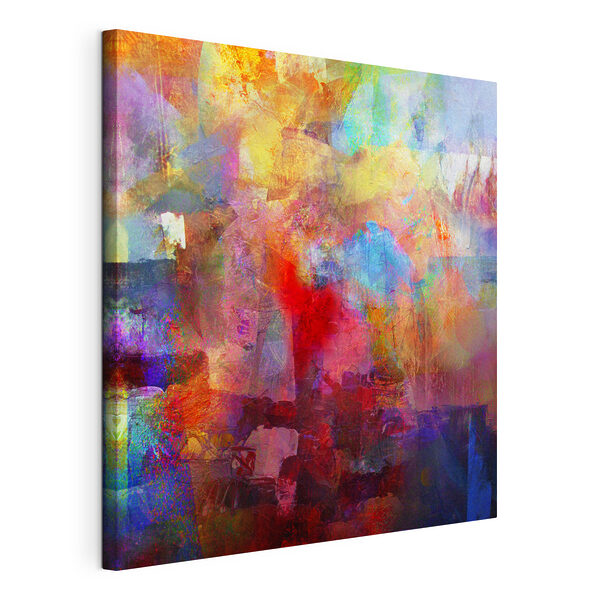 Canvas Schilderijen Een kleurrijk schilderij van een stad