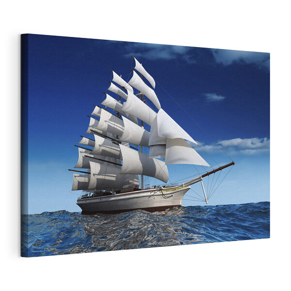 Canvas Schilderijen Een zeilboot in het water