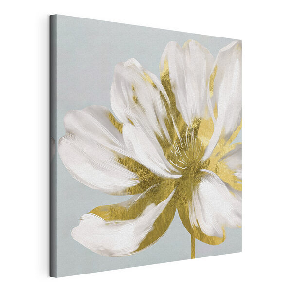 Canvas Schilderijen Elegant wit bloemblad met metallic accenten (Artikelnummer: s26121) Canvas Schilderijen Canvas Schilderijen Elegant wit bloemblad met metallic accenten (Artikelnummer: s26121)