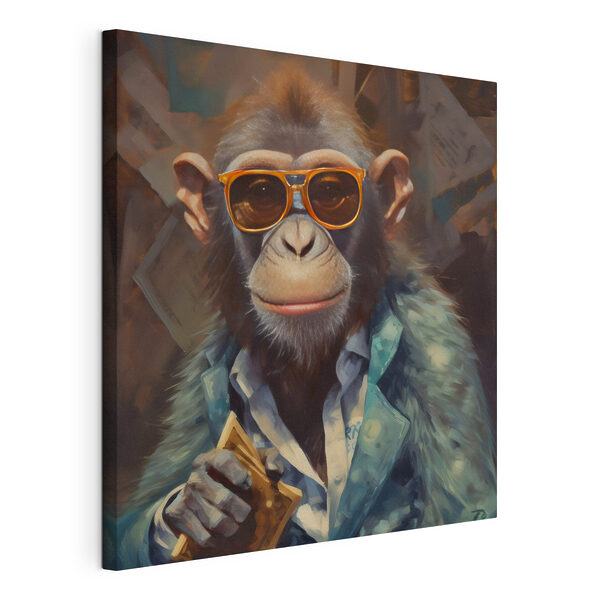 Een aap met een zonnebril en een pak Canvas Schilderijen Een aap met een zonnebril en een pak