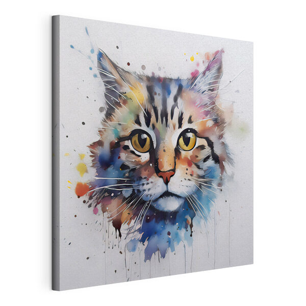 Een schilderij van een kat Canvas Schilderijen Een schilderij van een kat